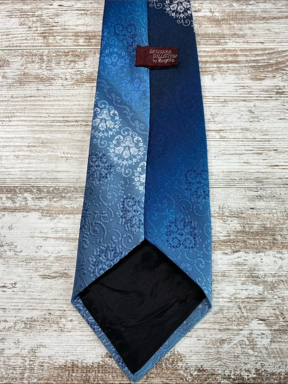 Blue Damask Tie Wide 4” Formal Wedding Prom Jacquard Designer Collection Regal